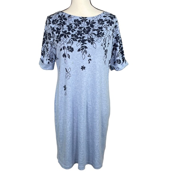 Karen Scott Dresses & Skirts - Karen Scott Sport Blue Floral Knit Dress